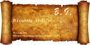 Bicskey Irén névjegykártya