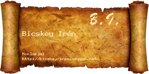 Bicskey Irén névjegykártya